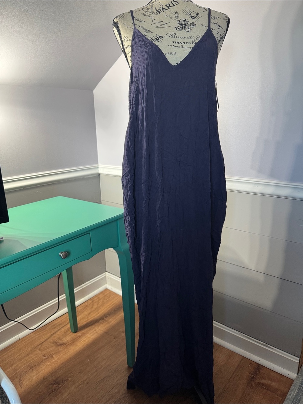 Lovestitch Gauze Maxi Dress - Blue Women's V-Neck Maxi Swim Cover-Up Dress S:M/L